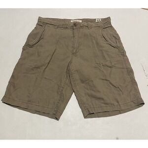 Vintage Y2K Old Navy Shorts Men Size 33 X 11 100% Linen Tan Khaki Beach
